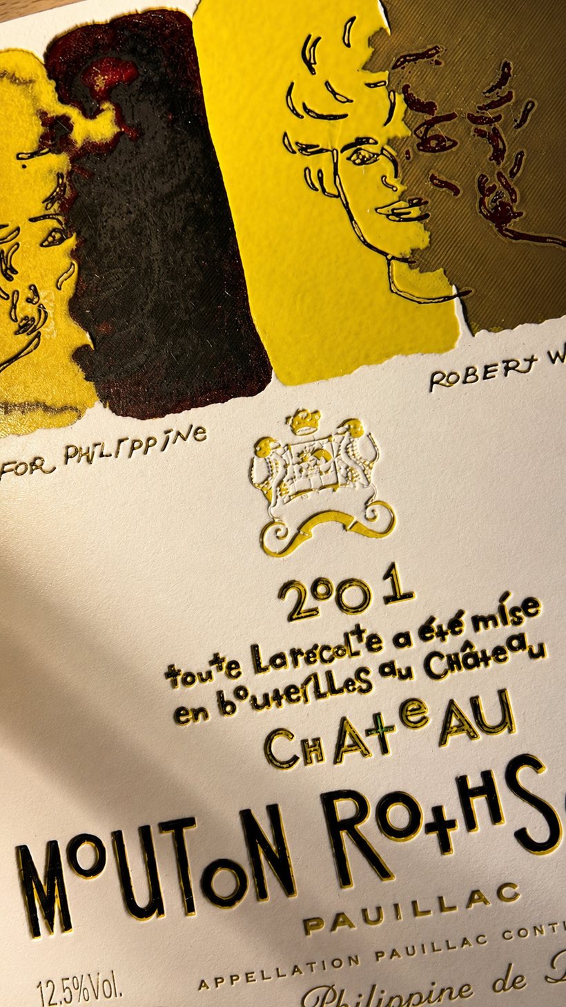 Sculpted relief detail — Château Mouton Rothschild 2001, Robert Wilson